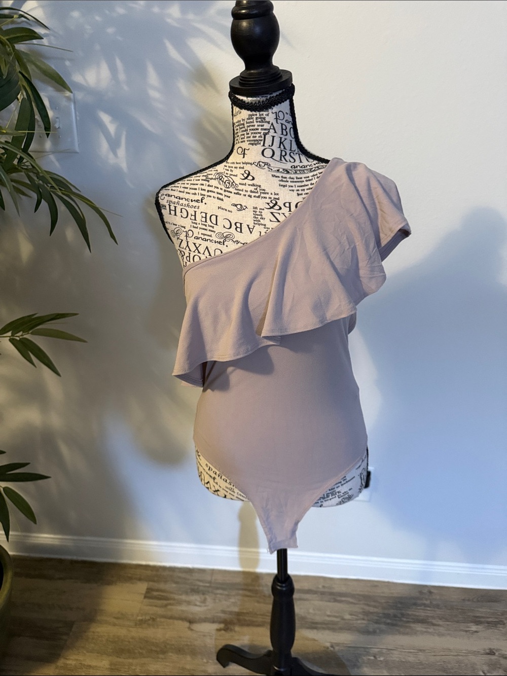 Timing One-Shoulder Ruffle Bodysuit Dress - Mauve